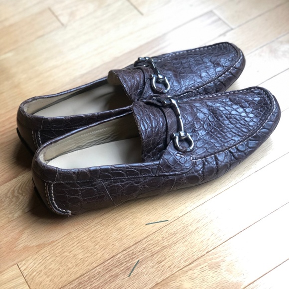 Ferragamo Brown Crocodile Leather Parigi Loafers